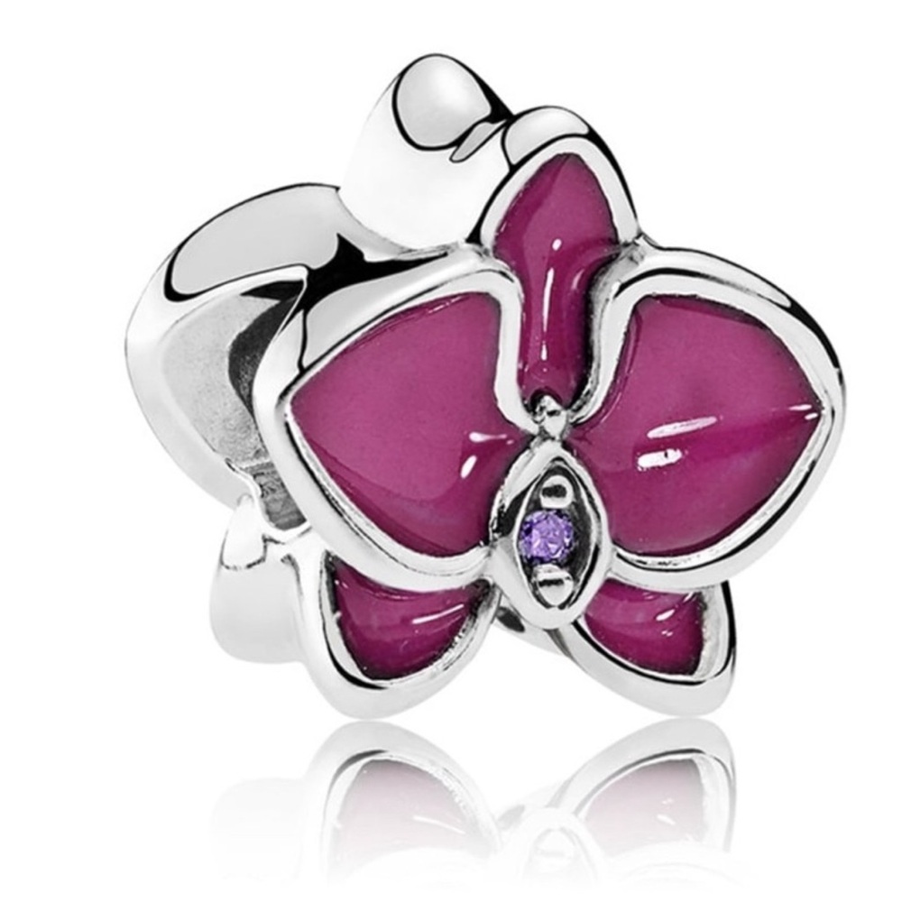 Pandora Silver and Purple Orchid Charm